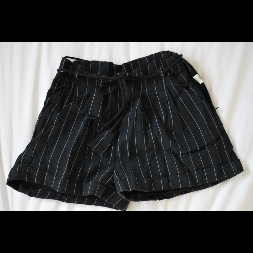 Pinstripe Paper-bag Shorts